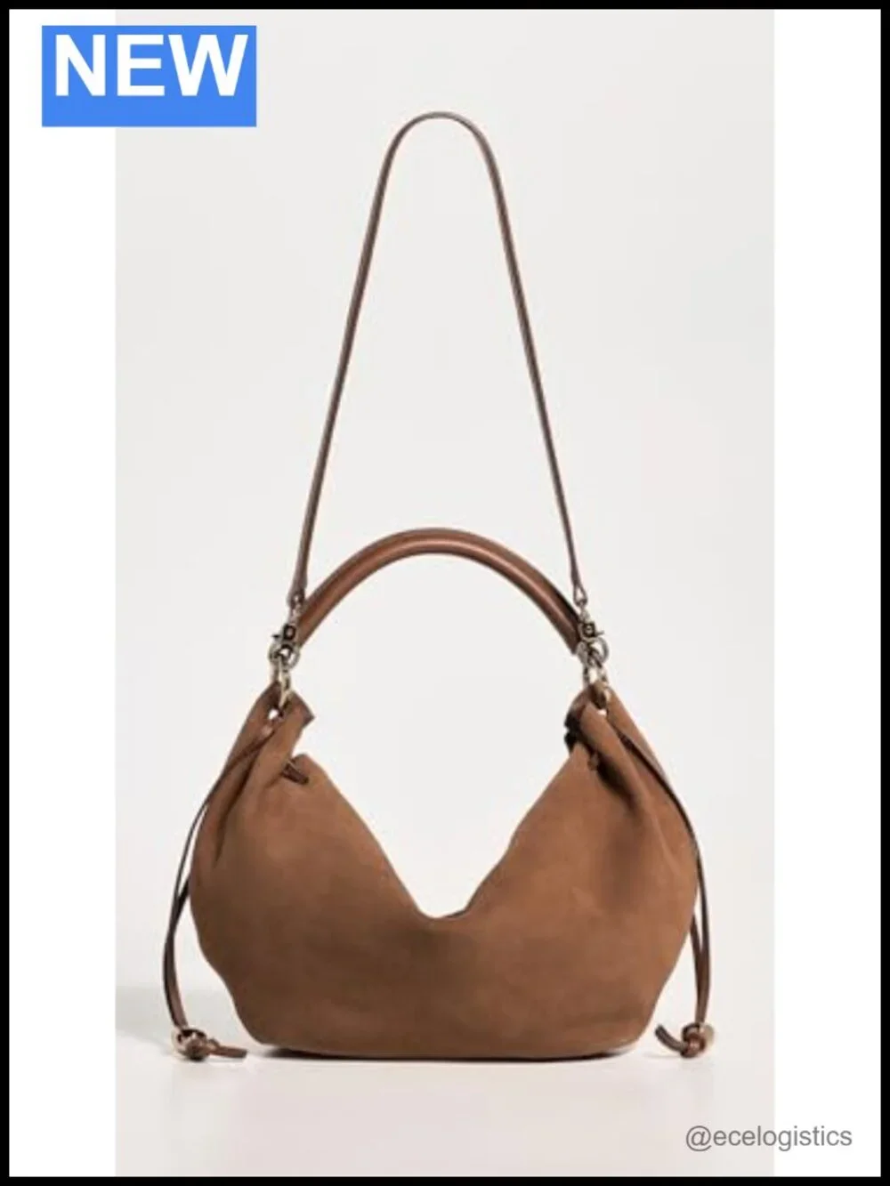 Madewell Suede Bucket Shoulder Bag Leather Trim Gold Hardware